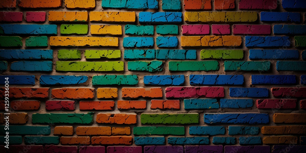 Fototapeta premium Colorful Brick Wall: Urban Grunge Artistic Background