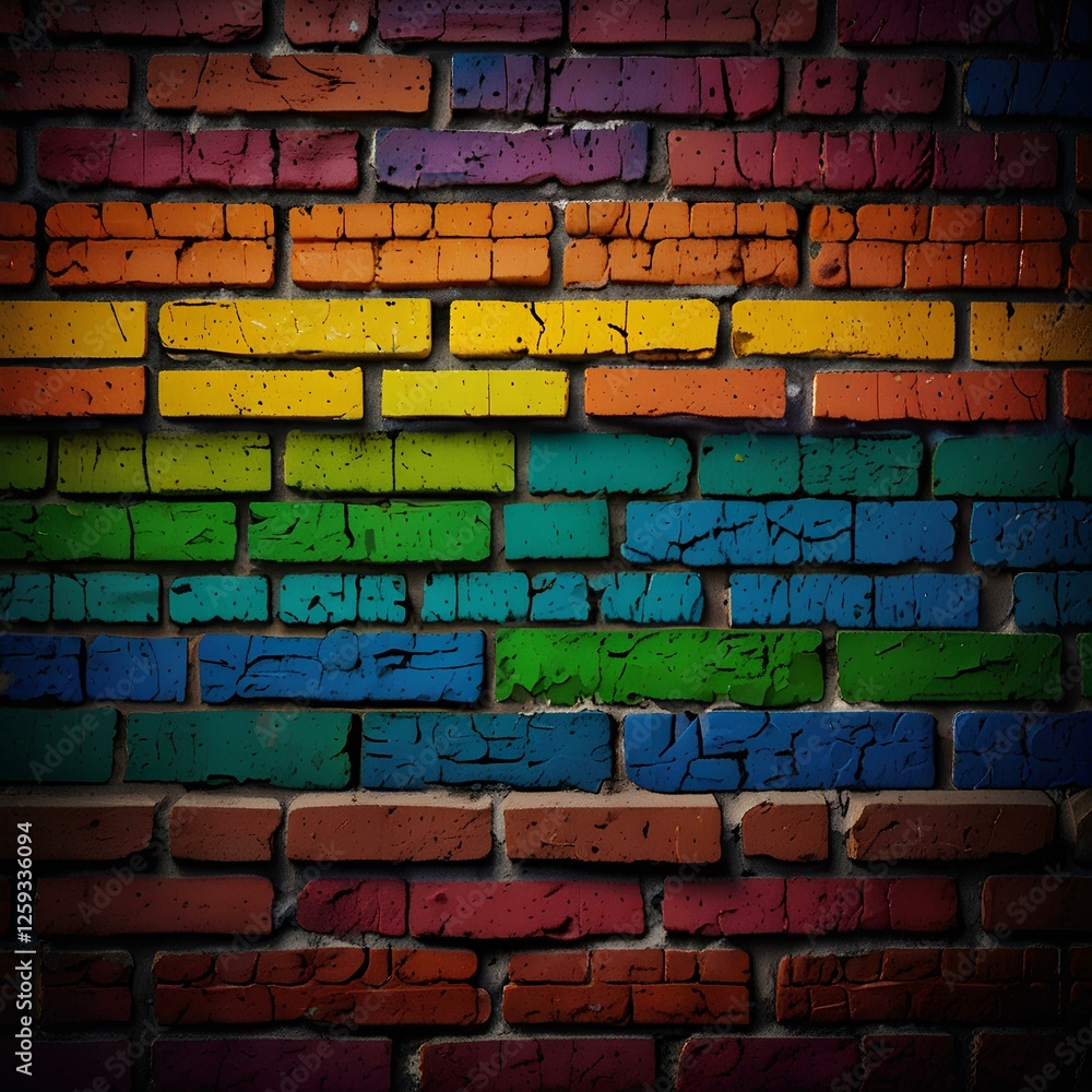 Fototapeta premium Colorful Brick Wall: Urban Grunge Artistic Background