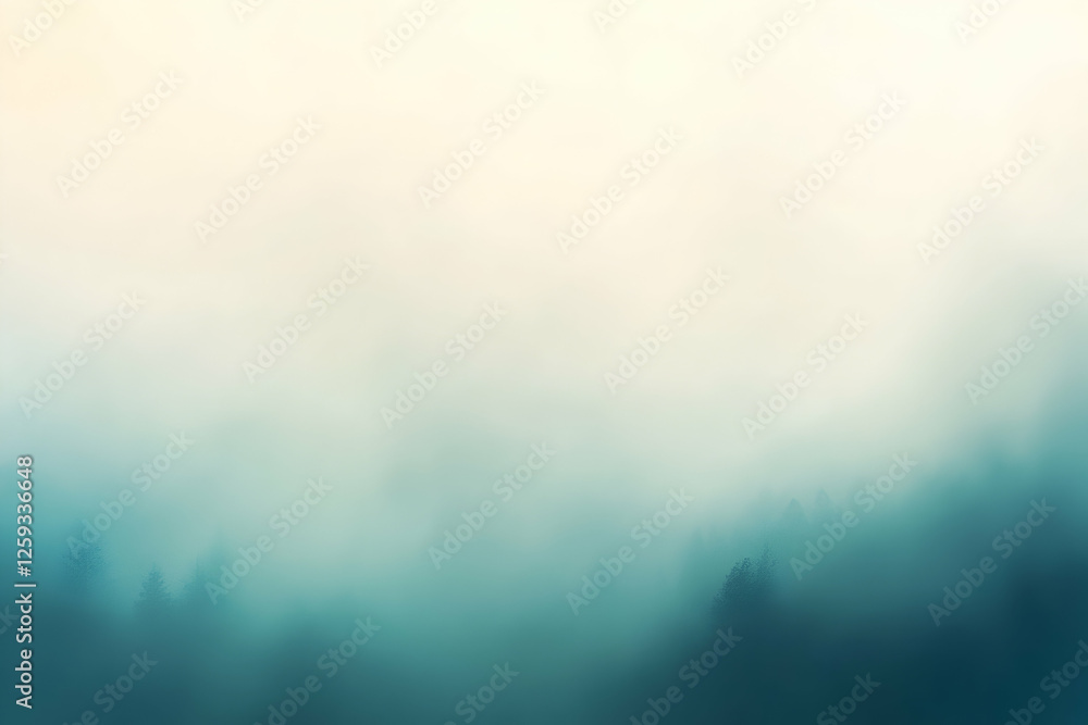 Fototapeta premium Serene misty mountain landscape, ethereal fog shrouding dark forest, tranquil nature scene, calm atmosphere.