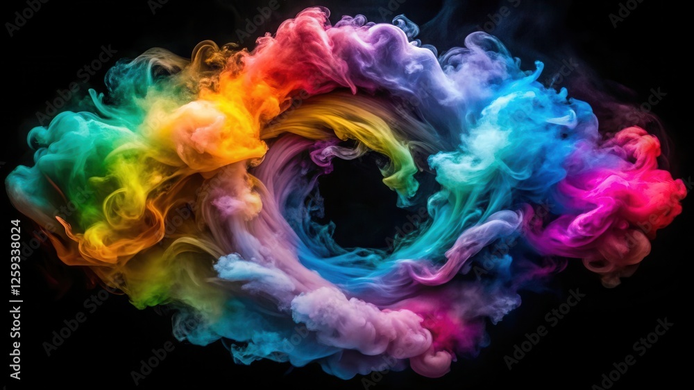 Fototapeta premium Swirling Vortex of Colorful Smoke on Black Background