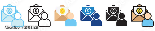 Salary multi-style icon, outline, flat, glyph, dual tone, line color. For UI, UX, app and web development, digital or print. for industry, education, business, financial, Human Resources theme.