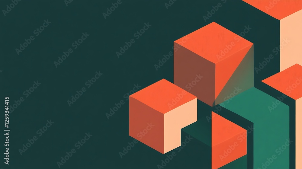 Obraz premium Abstract geometric cubes, dark background, design