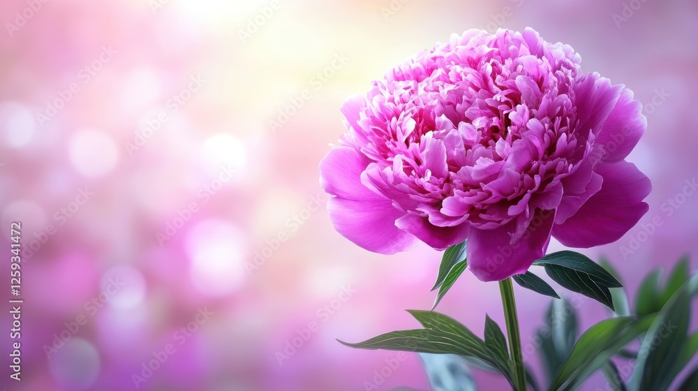 Obraz premium A Single Vivid Pink Peony Flower Blooms Beautifully