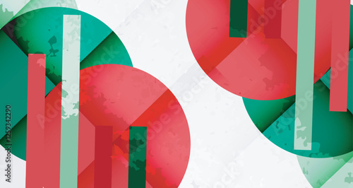 Squares, circles and triangles and grainy noisy texture. Vector Illustration For Wallpaper, Banner, Background, Card, Book Illustration, landing page