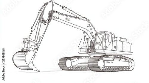 Wallpaper Mural Detailed Illustration of Excavator with Long Arm and Bucket Torontodigital.ca