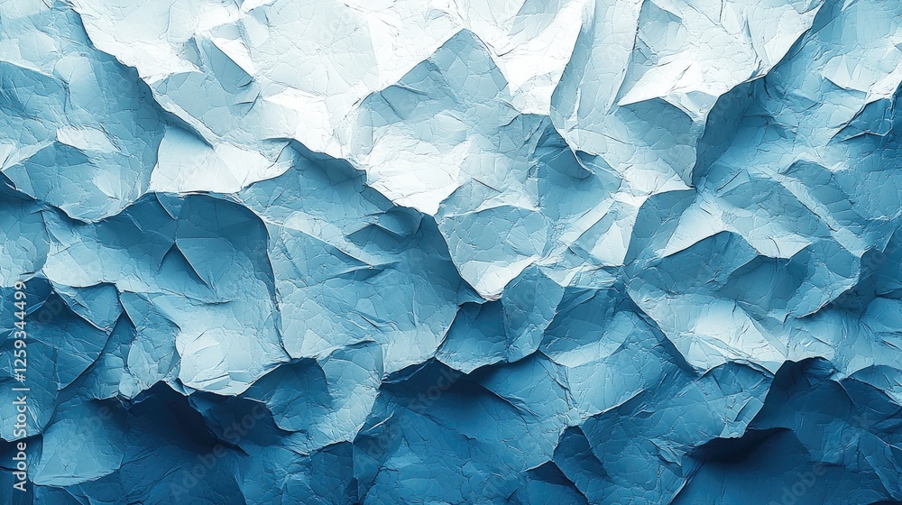 Textured blue and white crumpled paper background, ideal for abstract design and creative projects Textured blue and white crumpled paper background, ideal for abstract design and creative projects