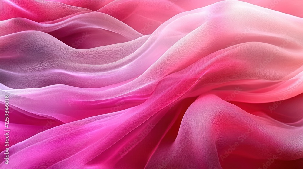 Obraz premium Pink silk fabric waves, studio shot, gradient background, design texture
