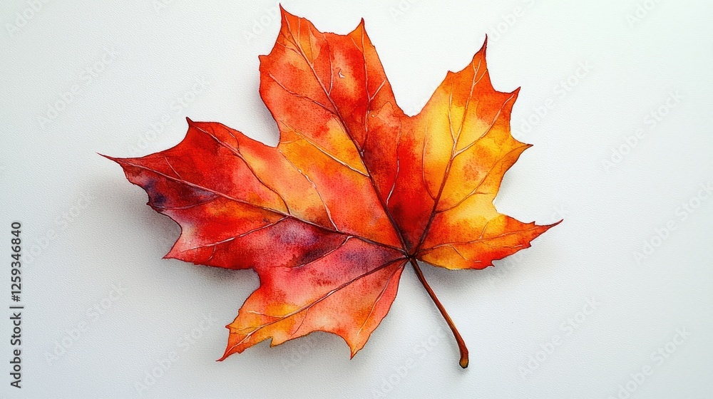 Vibrant autumn maple leaf showcasing red and orange hues against a minimalist background Vibrant autumn maple leaf showcasing red and orange hues against a minimalist background