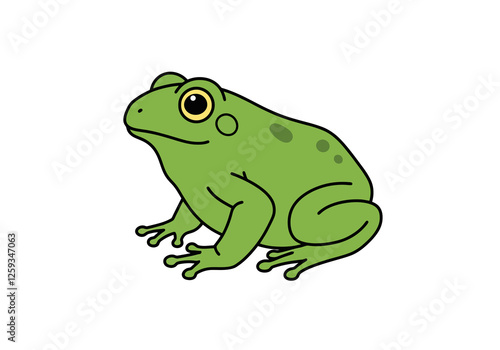 Frog Clipart Easy. A simple, green frog with large eyes and spots on its back. Vector illustration design. photo