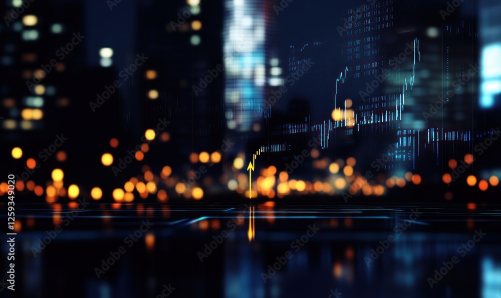 Naklejka premium Night city financial data growth
