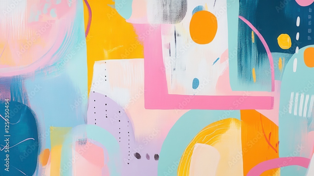 Abstract Colorful Geometric Art with Bold Shapes and Soft Pastels Abstract Colorful Geometric Art with Bold Shapes and Soft Pastels