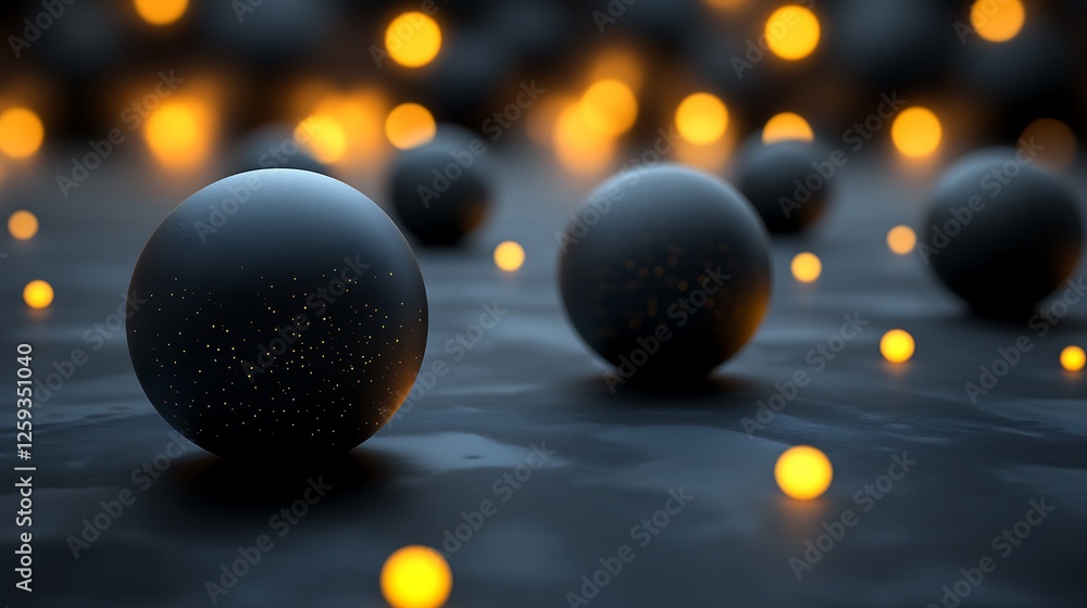 Dark spheres glow, abstract background Dark spheres glow, abstract background
