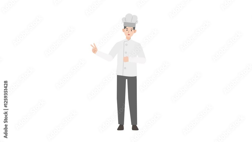 video chef stands with two fingers raised cartoon animation
video chef stands with two fingers raised cartoon animation