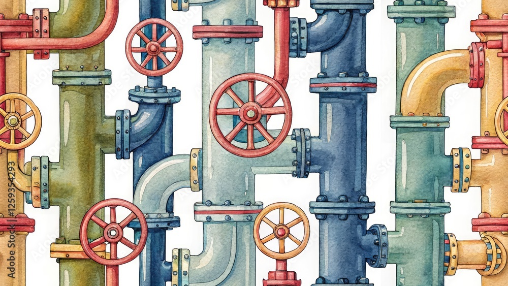 Silhouette Industrial Pipes Valves Watercolor Pattern Background, Steam Punk Texture, Silhouette Design, Industrial Wallpaper, Factory Pipes Silhouette Industrial Pipes Valves Watercolor Pattern Background, Steam Punk Texture, Silhouette Design, Industrial Wallpaper, Factory Pipes