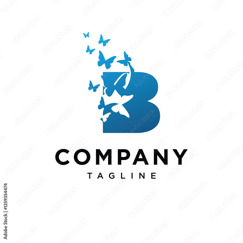 Fototapeta premium Letter B Butterfly Logo Icon Vector