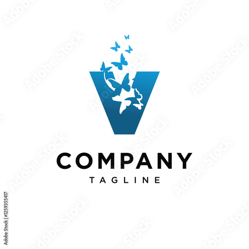 Letter V Butterfly Logo Icon Vector