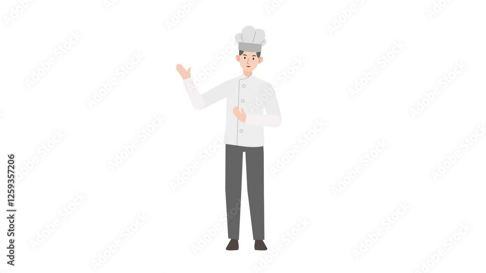 video chef is standing and giving a lecture cartoon animation video chef is standing and giving a lecture cartoon animation