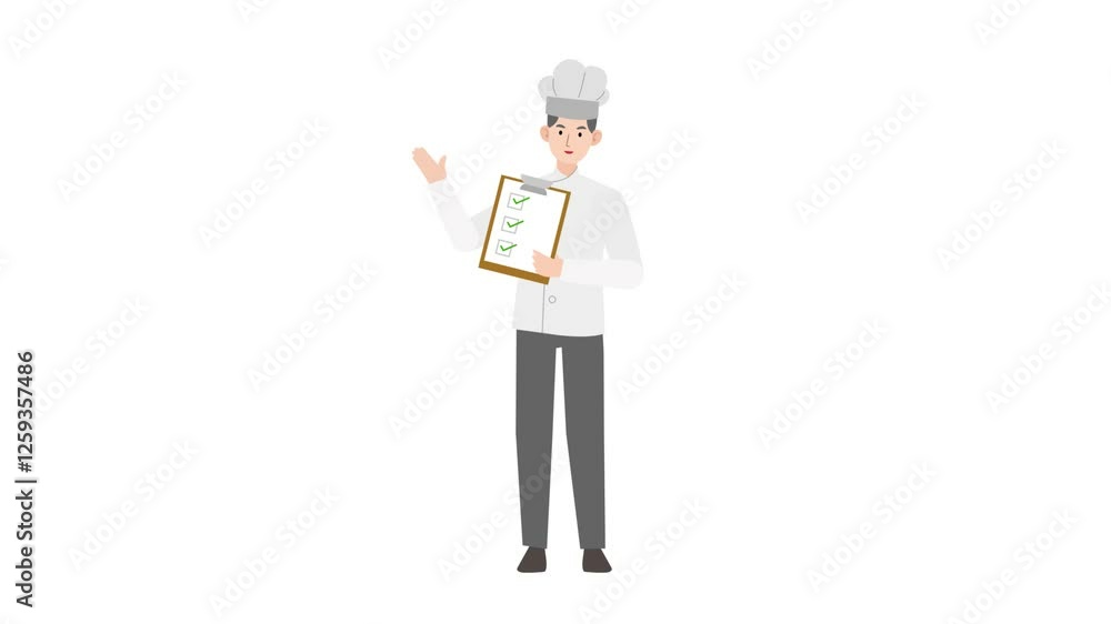 video chef standing holding a checklist cartoon animation
video chef standing holding a checklist cartoon animation