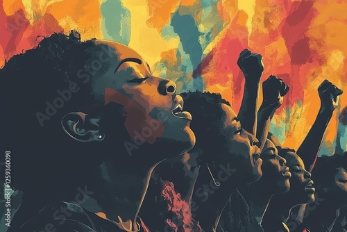 Black women raise their fists in solidarity and resistance