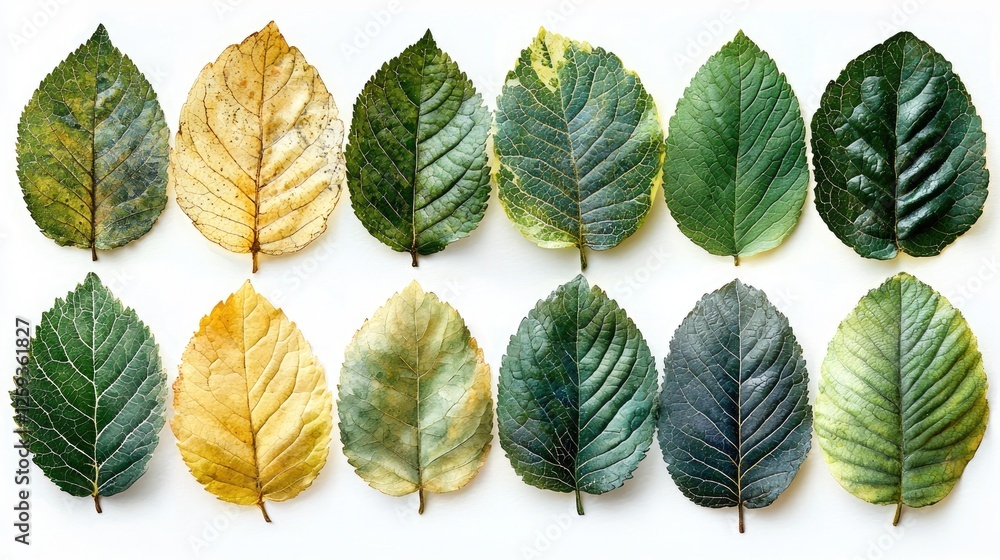 Obraz premium A vibrant display of various leaves showcasing seasonal changes and natural textures