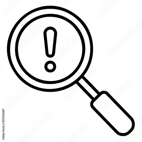 Problem identification icon with magnifying glass and exclamation mark