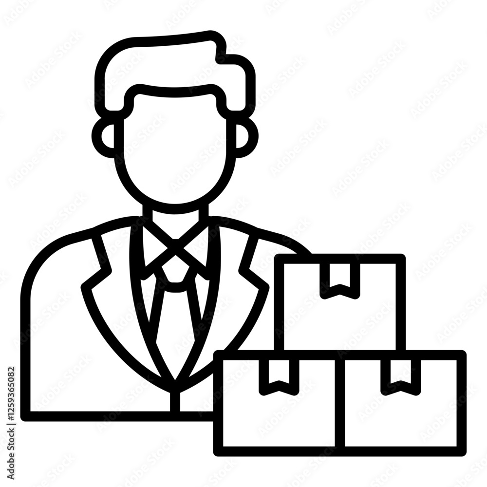 Supplier or wholesaler icon with person and box Supplier or wholesaler icon with person and box