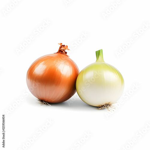 Wallpaper Mural Two onions, white and brown, on white background. Food photography for recipe websites Torontodigital.ca