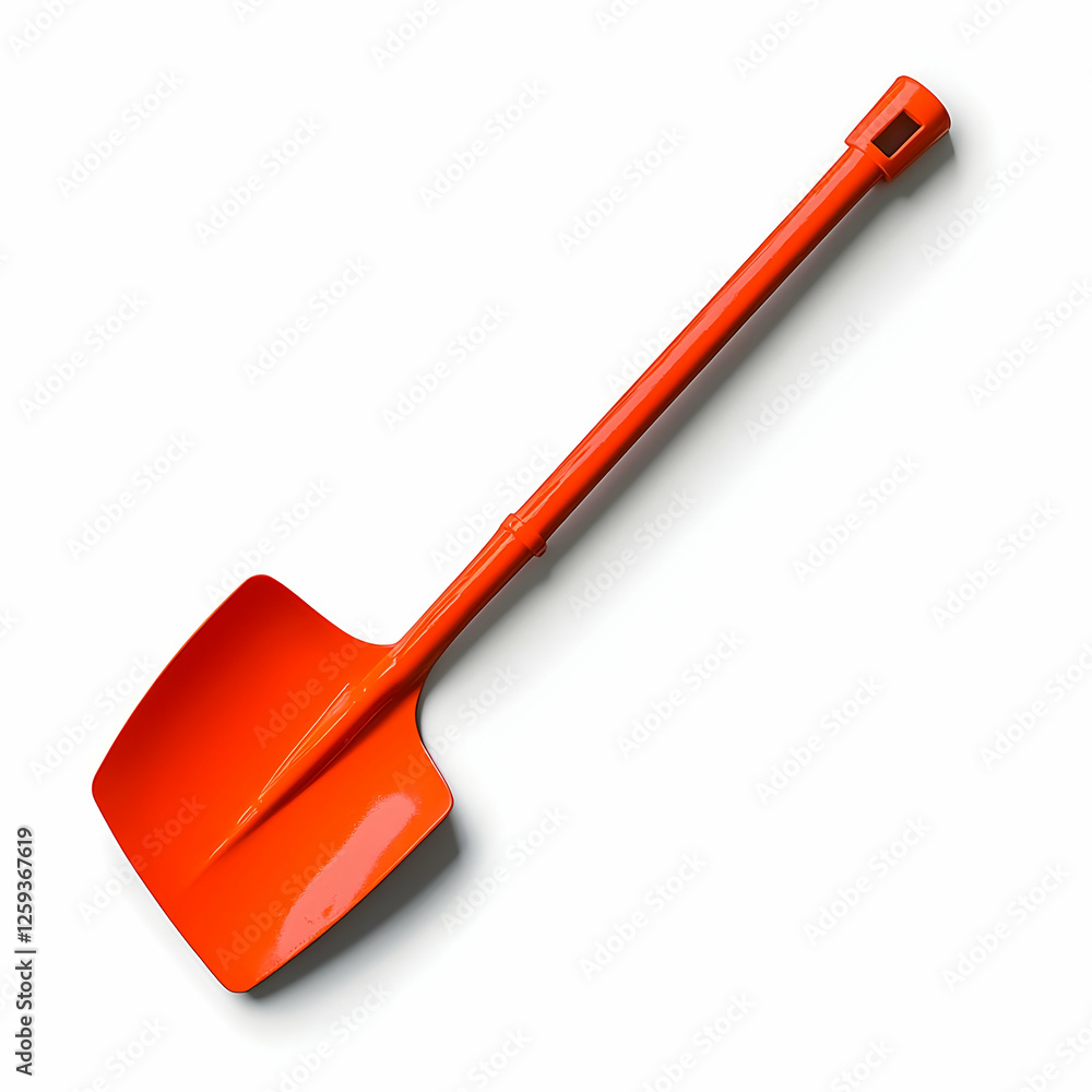 Orange shovel on white background. Gardening tool Orange shovel on white background. Gardening tool