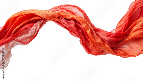 Another Flowing Red Fabric or Ribbon on White Background, Ideal for Decorative and Artistic Designs photo