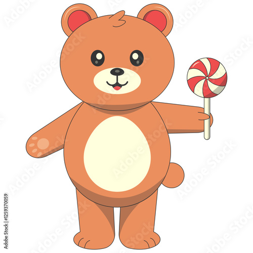 Cute Baby Bear Illustration. Vector Character in Flat Cartoon Style.