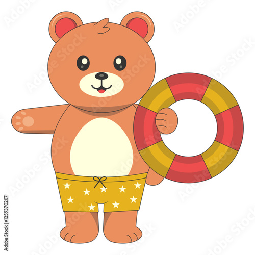 Cute Baby Bear Illustration. Vector Character in Flat Cartoon Style.