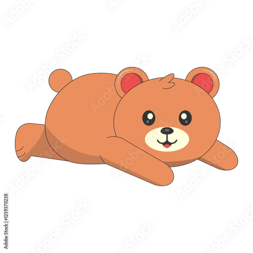 Cute Baby Bear Illustration. Vector Character in Flat Cartoon Style.