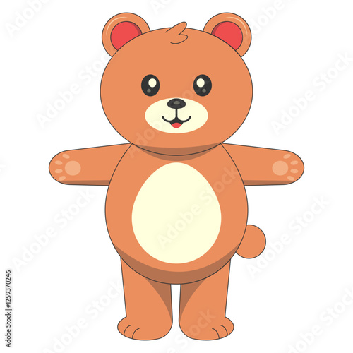 Cute Baby Bear Illustration. Vector Character in Flat Cartoon Style.
