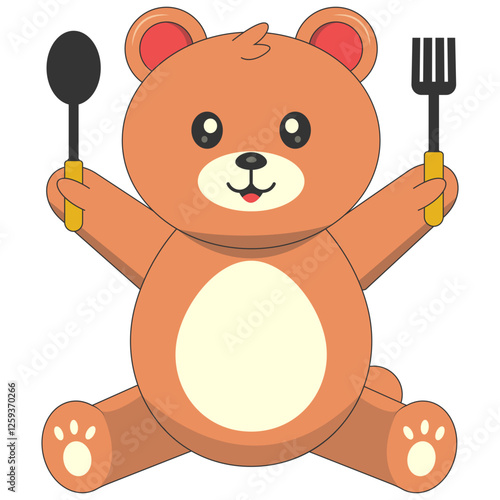 Cute Baby Bear Illustration. Vector Character in Flat Cartoon Style.