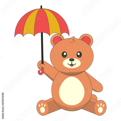 Cute Baby Bear Illustration. Vector Character in Flat Cartoon Style.
