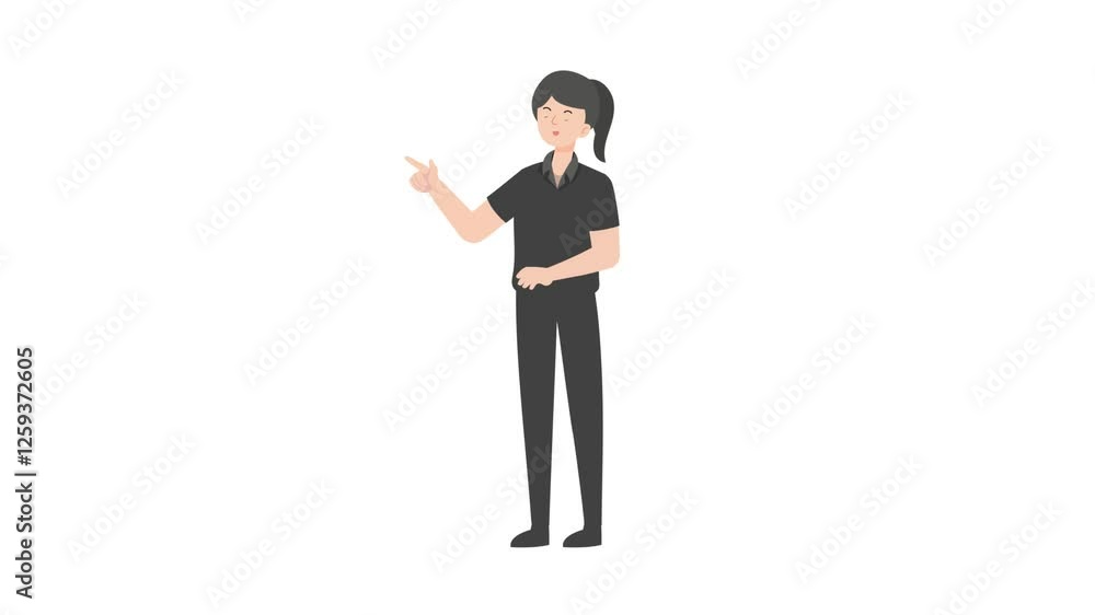 video woman standing thinking something cartoon animation
