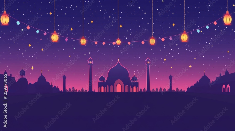 simple graphic of mosque silhouette and lantern of Ramadhan simple graphic of mosque silhouette and lantern of Ramadhan