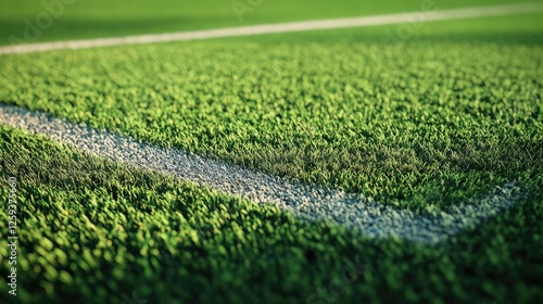 Cricket pitch, detailed view of crease and markings, 3D illustration