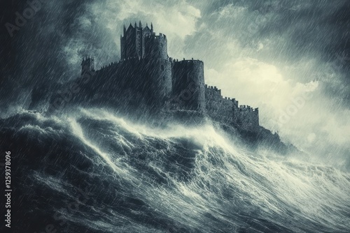 Wallpaper Mural Fortress battles a raging storm on a turbulent sea Torontodigital.ca