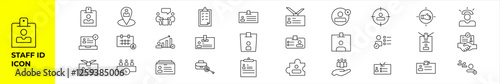  A collection of simple Staff ID Outline Icon Set