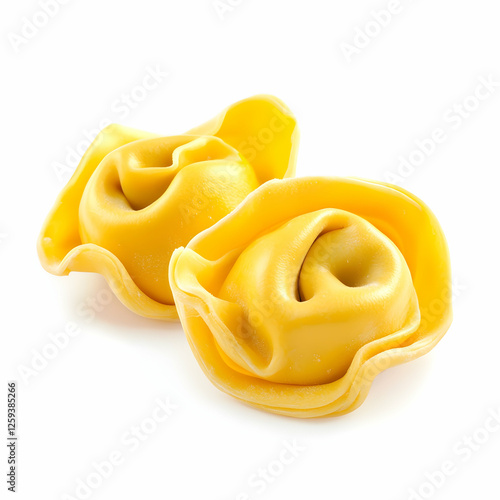 Two tortellini pasta on white background, food photography for recipe