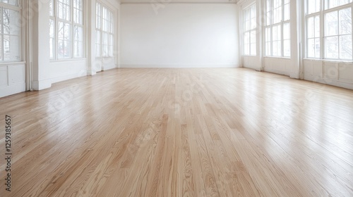 Wallpaper Mural Empty bright room with hardwood floor, large windows, and white walls; ideal for real estate listings Torontodigital.ca