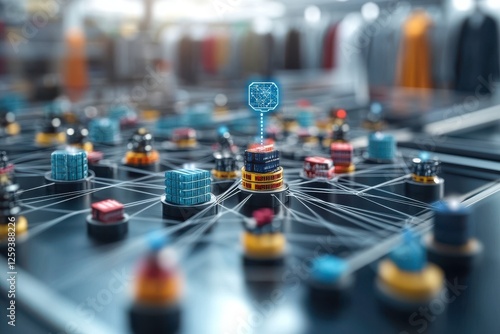 Wallpaper Mural A digital network representation featuring interconnected nodes, symbolizing data flow and communication in a modern, technology-driven environment. Torontodigital.ca