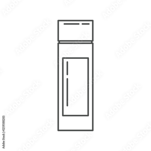 A minimalist and modern skincare icon featuring a tall bottle with a rectangular label, representing toner, micellar water, or other liquid beauty products.