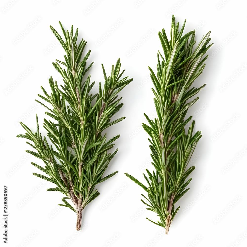 Fototapeta premium Fresh rosemary sprigs, isolated, white background, cooking herb