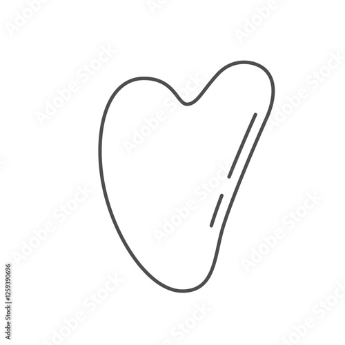 A minimalist line-art illustration of a Gua Sha tool, commonly used in skincare routines for facial massage and lymphatic drainage. Ideal for beauty, wellness, and self-care designs.