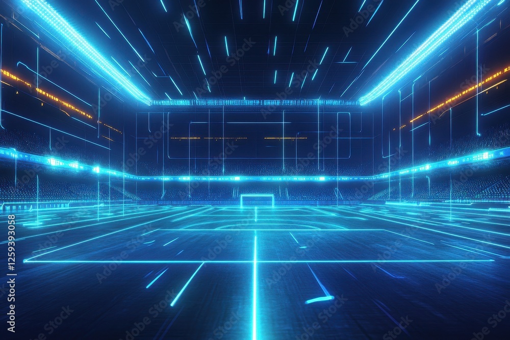 Digital rendering of a futuristic basketball or hockey arena Digital rendering of a futuristic basketball or hockey arena