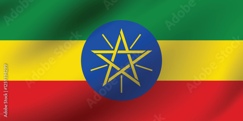 Flag of Ethiopia. Ethiopia flag official size and color standards digital vector illustration. Waving flag.