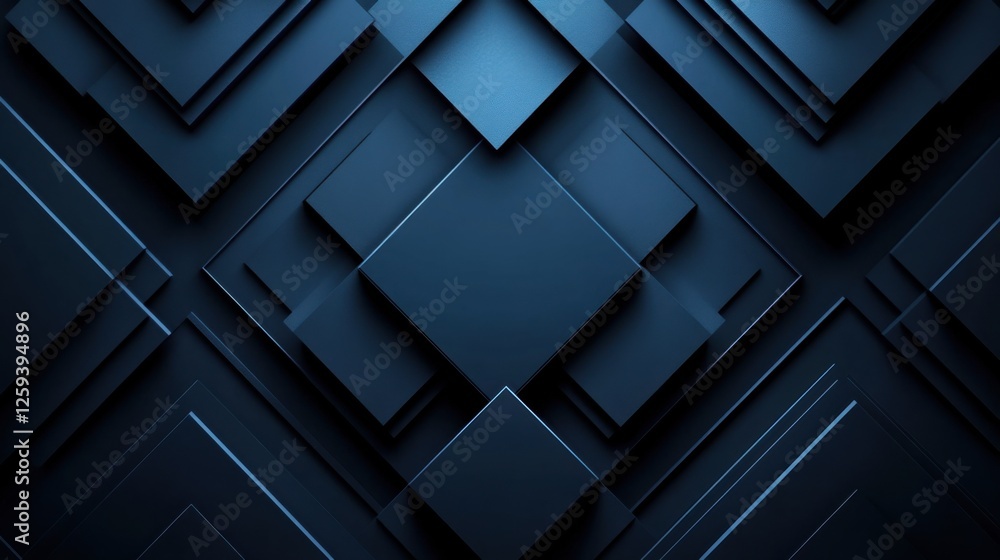 Abstract Blue diamonds and lines on a dark background. Geometric pattern for banner template with white space in the center for text. Modern minimalist wallpaper with copy space. Abstract Blue diamonds and lines on a dark background. Geometric pattern for banner template with white space in the center for text. Modern minimalist wallpaper with copy space.