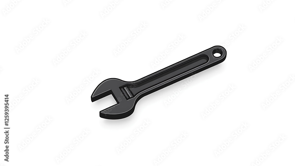 Illustration of matte black adjustable wrench - solution mindset - repair guidance material Illustration of matte black adjustable wrench - solution mindset - repair guidance material